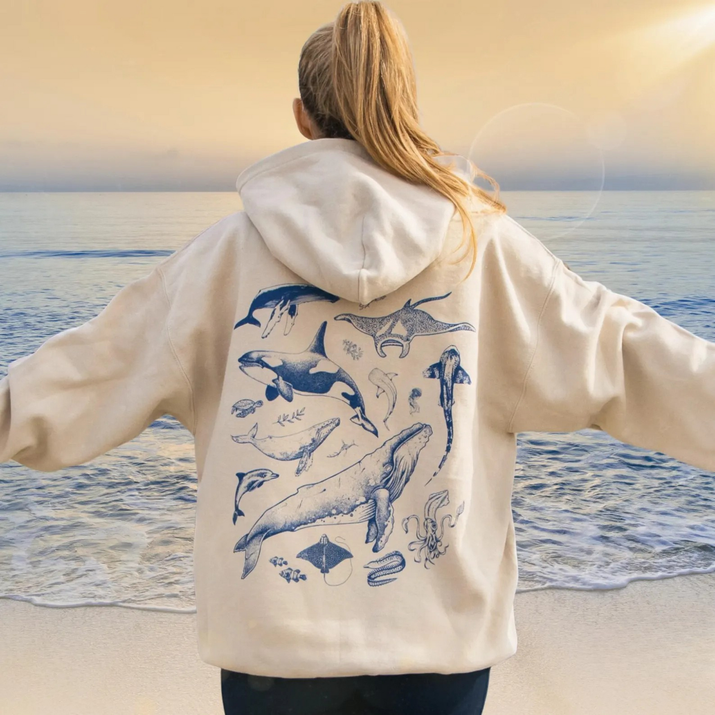 Underwater Sea Animal Vintage Hoodie
