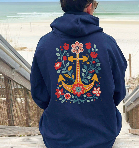Floral Anchor Hoodie